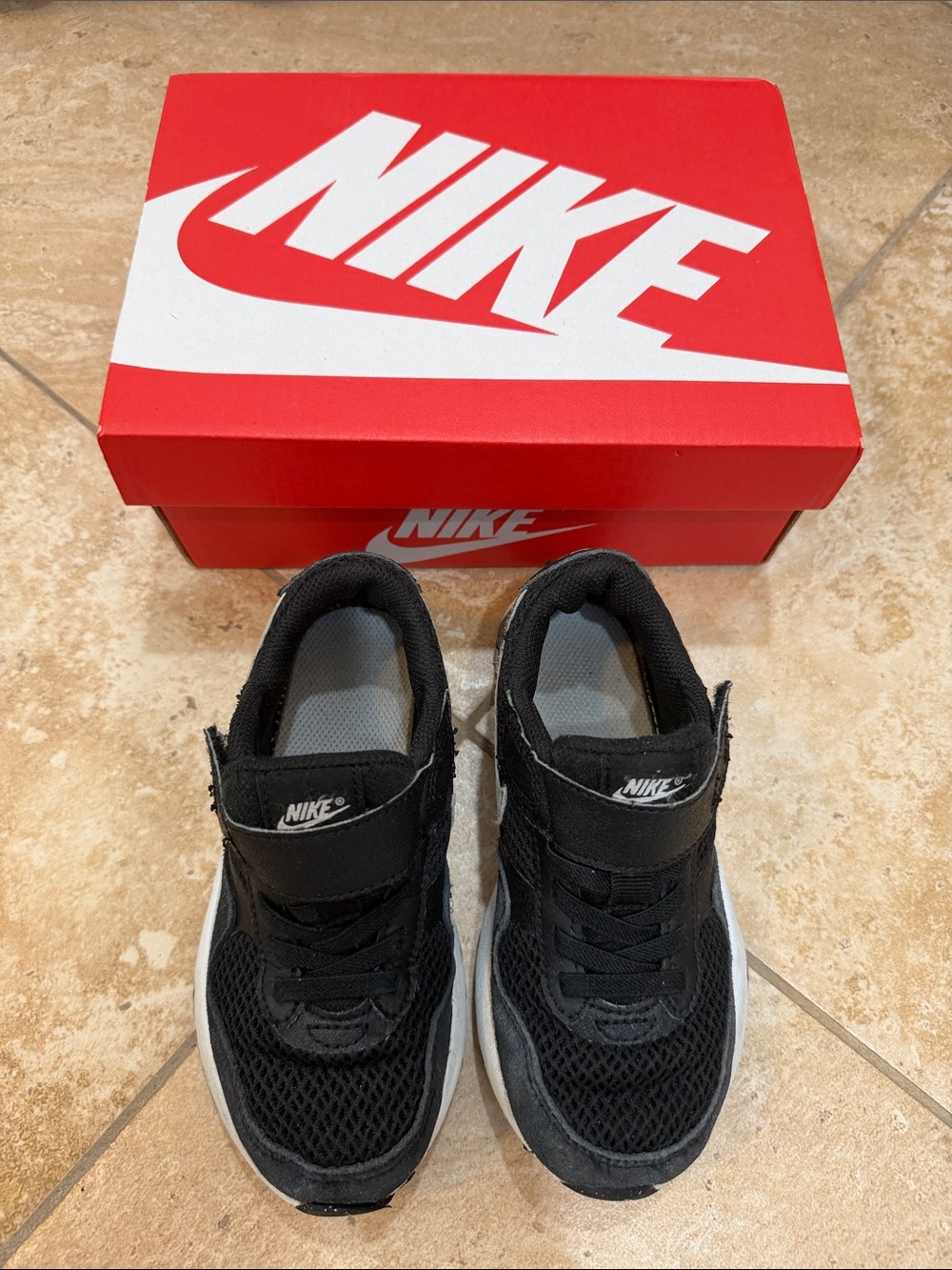 Nike Kids Black Mesh & White Sole AirMax Sneakers